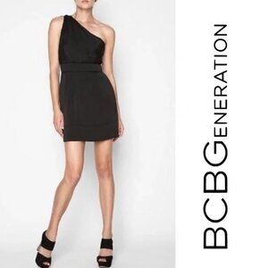 NEW BCBGeneration Cocktail Dress Womens 2 Little Black Dress One Shoulder Ruffle